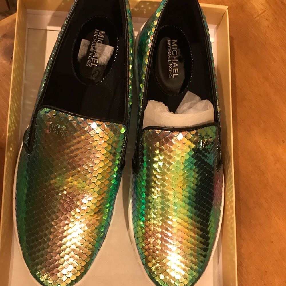 Michael Kors slide sneaker gunmetal many hues: - Picture 5 of 8